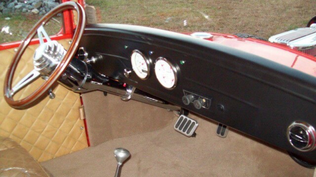 Custom hot rod car interior dashboard.