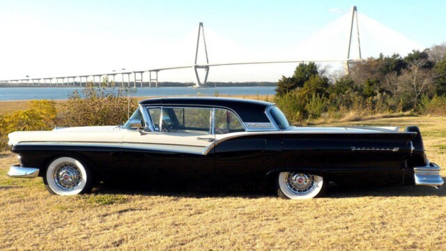Black and white Ford Fairlane 500.
