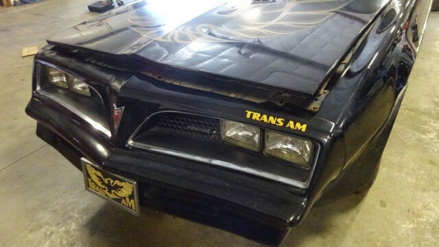 Black Pontiac Trans Am front view.