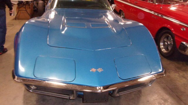 Blue classic Corvette sports car.