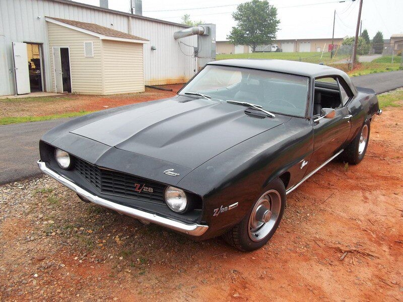Black 1969 Camaro Z/28 muscle car.