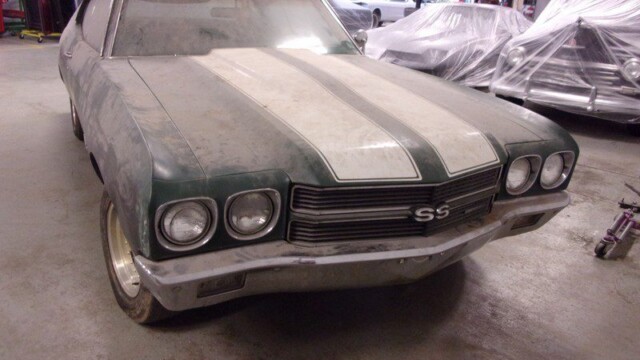 Dusty green Chevrolet SS muscle car.