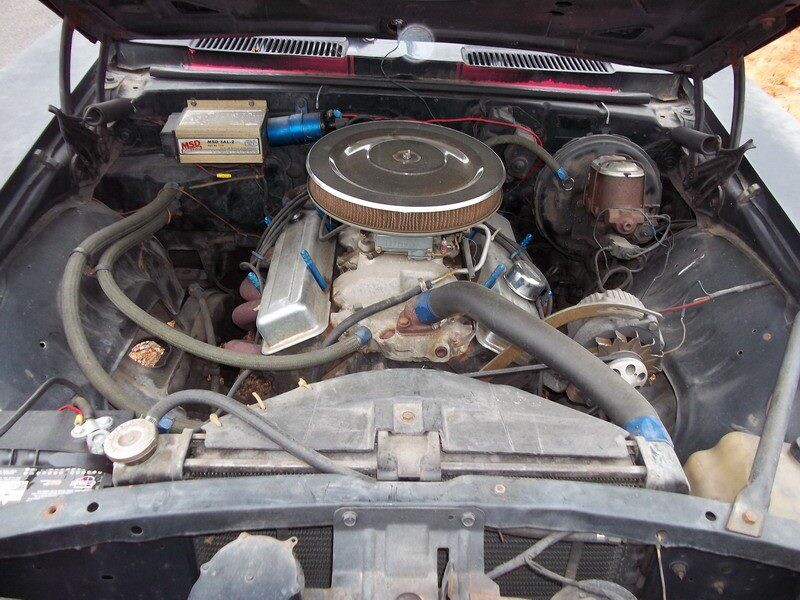 Classic car engine bay detail.