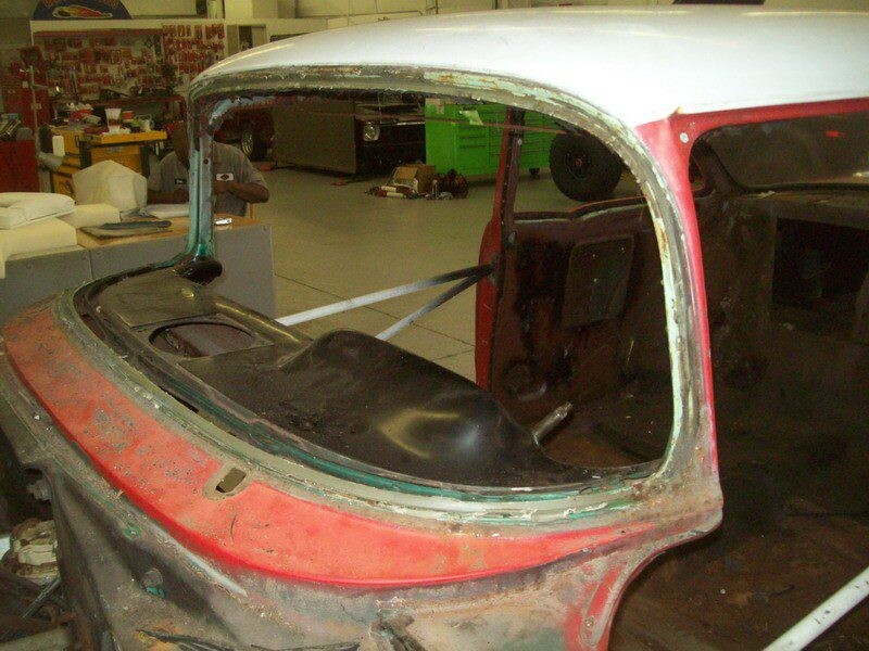 Classic car windshield frame restoration.
