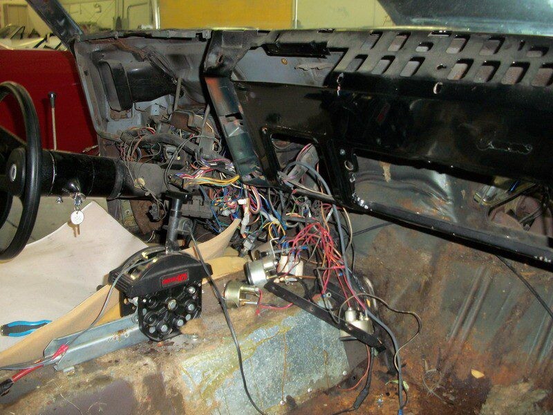 Car dashboard during restoration process.