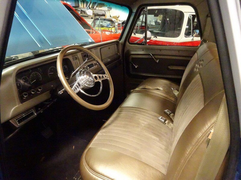 Classic Chevy truck interior view.