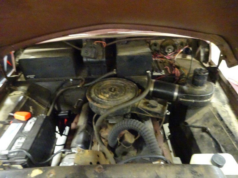 Classic car engine bay detail.