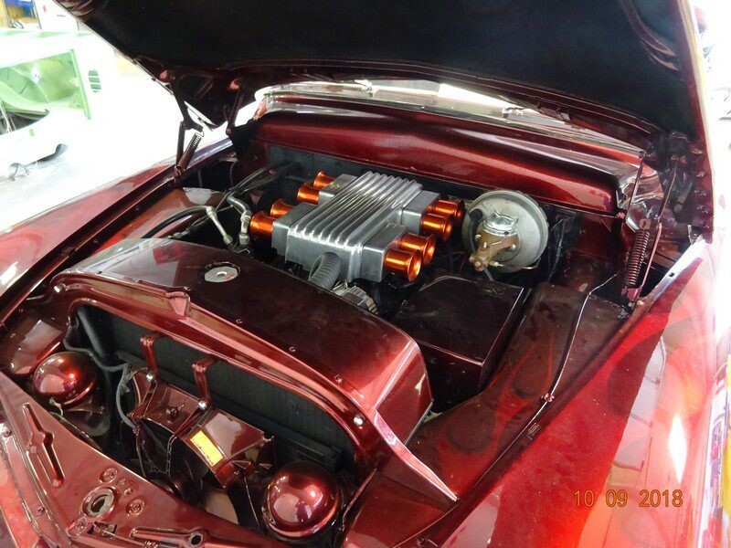 Custom classic car engine bay.