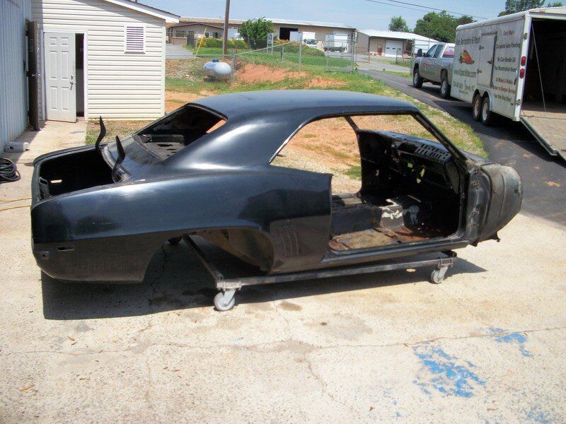 Black Camaro shell, body restoration project.