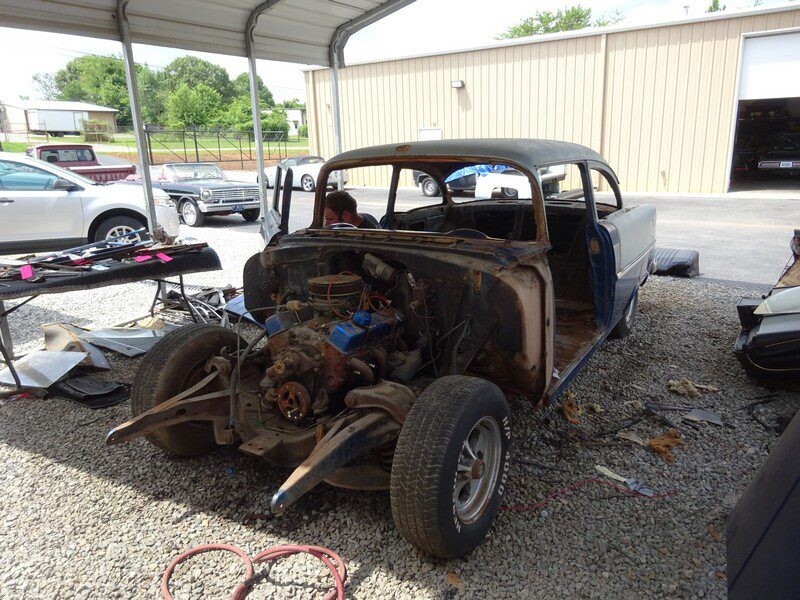 Classic car restoration in progress.