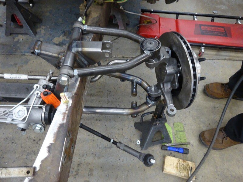Custom car front suspension assembly.
