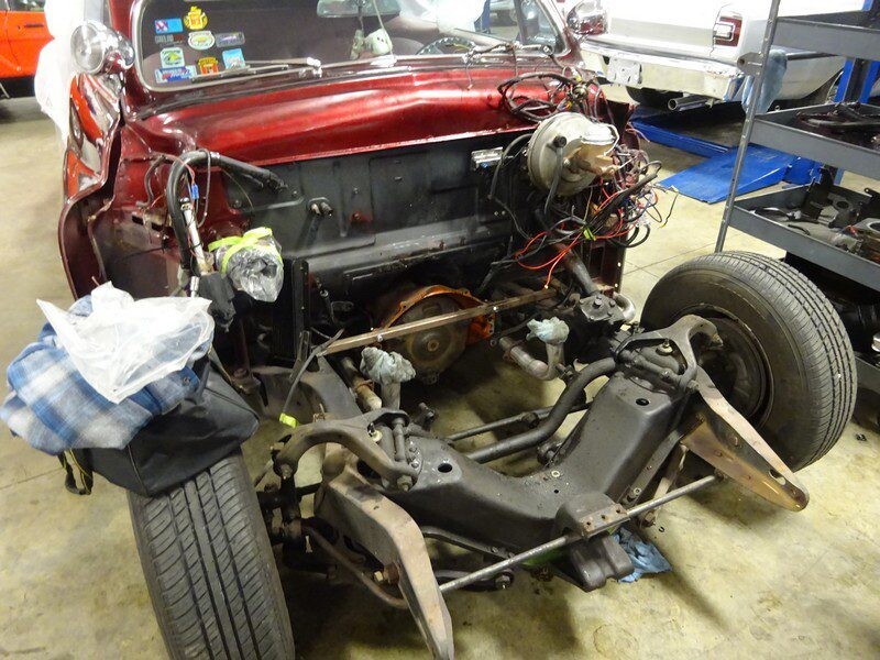 Classic car under restoration.