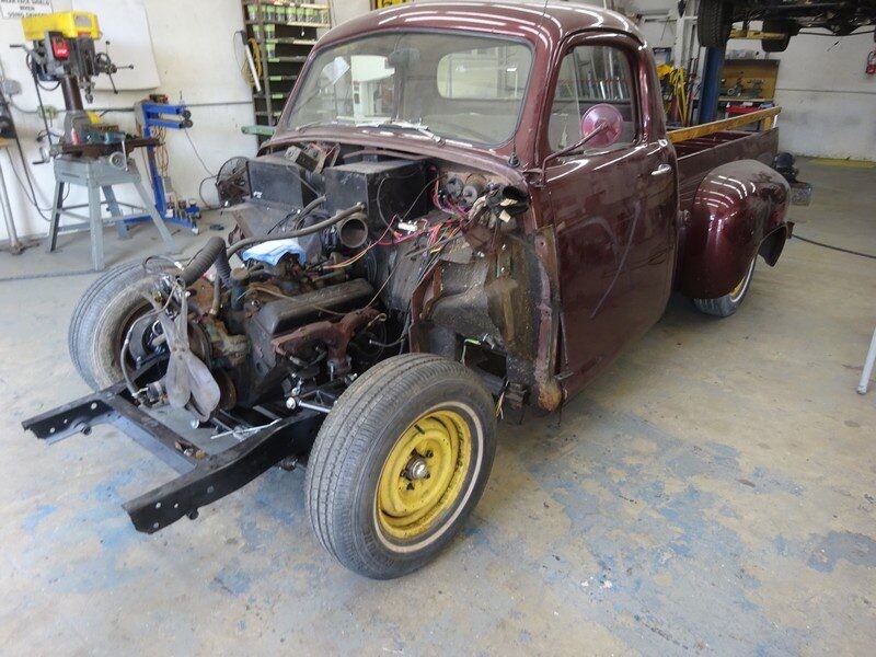 Classic truck under restoration.