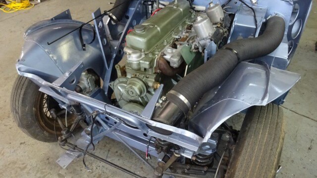 Classic car engine bay restoration.