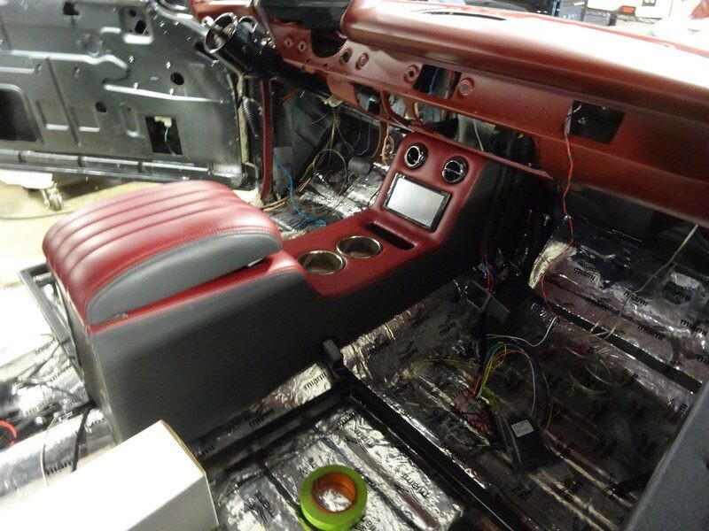 Custom car interior under construction.
