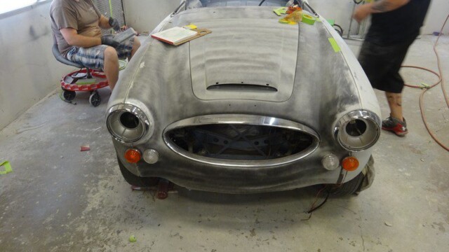 Classic car restoration in progress.