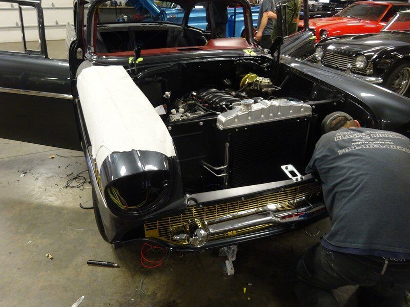 Classic car engine restoration in progress.