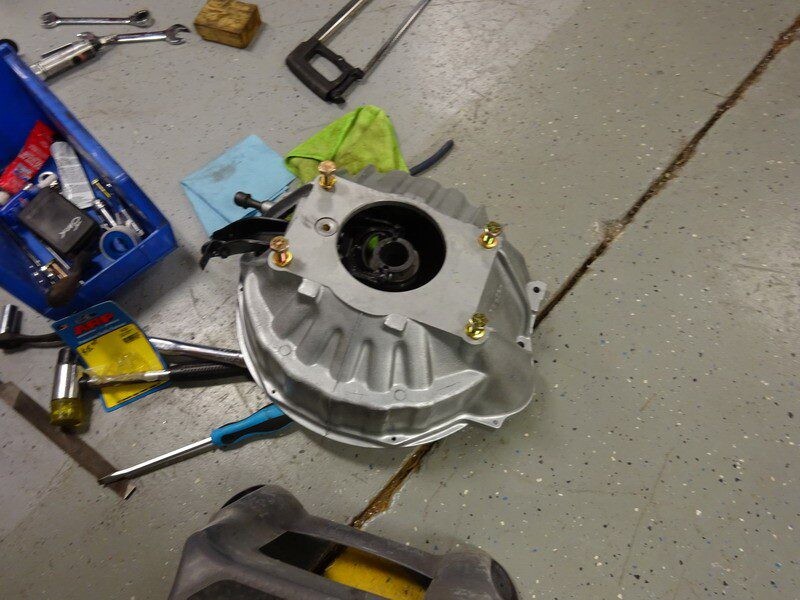 Car transmission case with bolts.