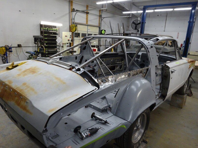 Classic car restoration in progress.