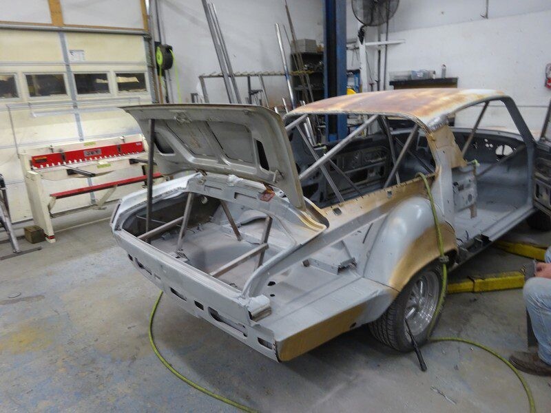 Classic car restoration in progress.