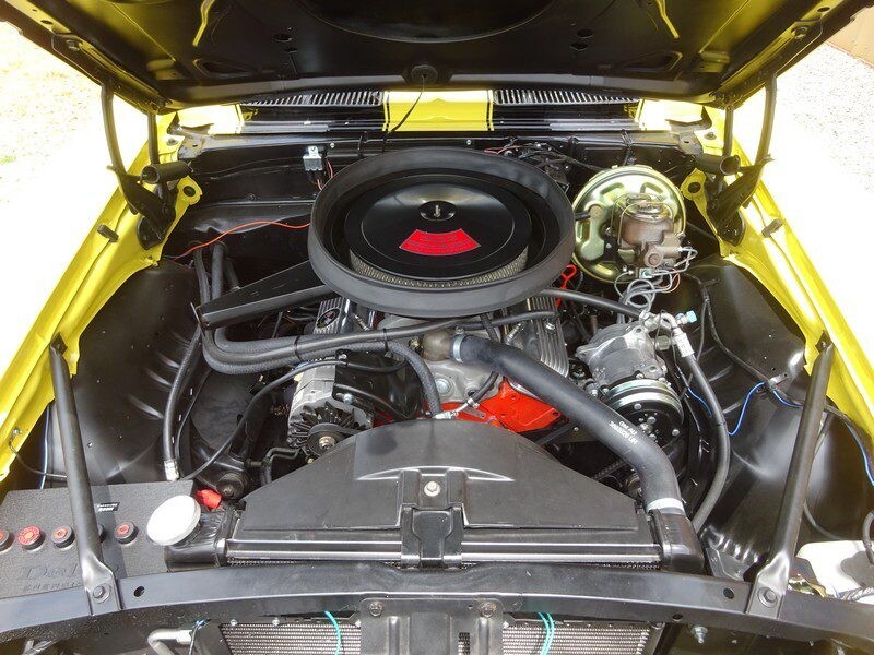 Yellow Camaro's engine bay detail.