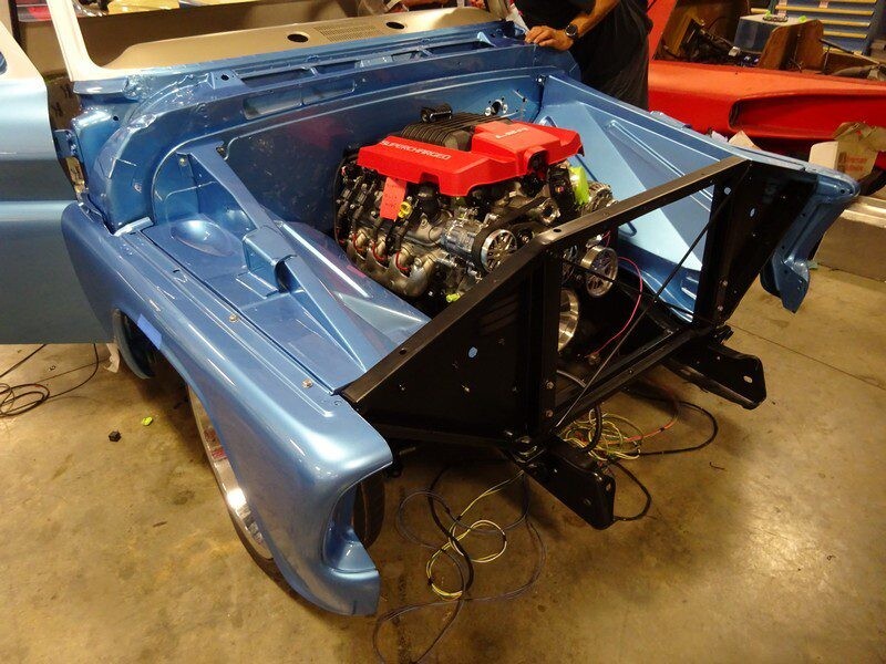 Blue classic truck LS engine swap.