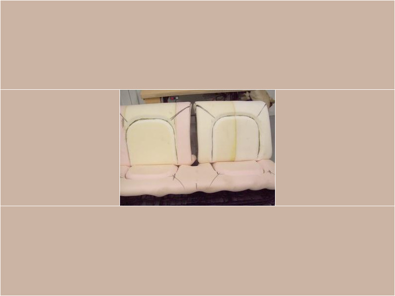 Here's an alt tag for the image: Two car seat foam backrests, in progress.