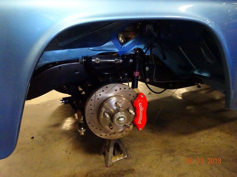 Car's front wheel and brake assembly.