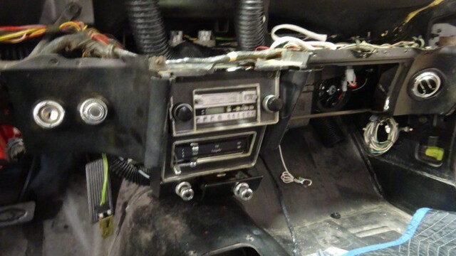 Classic car dashboard, under repair.
