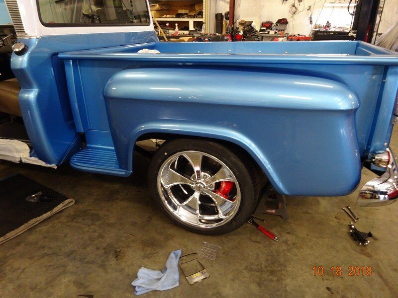Blue classic Chevy pickup truck.