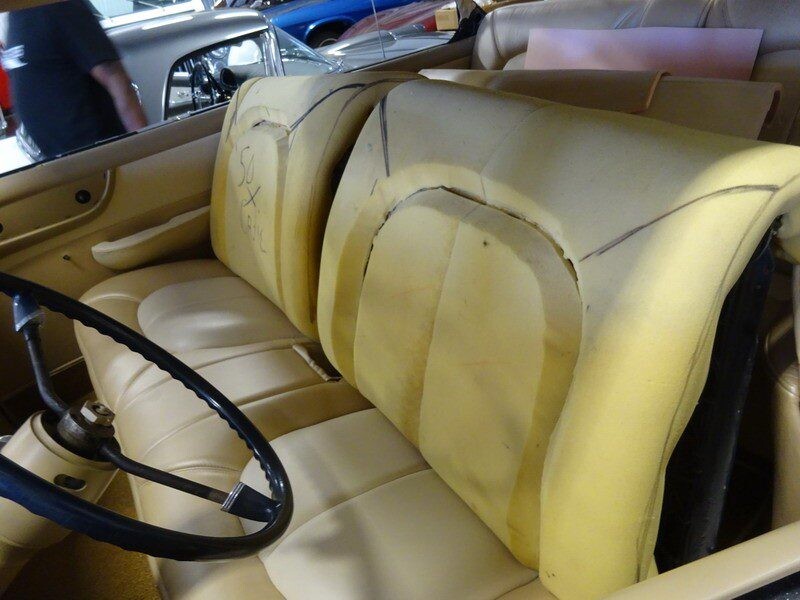 Classic car seats under construction.