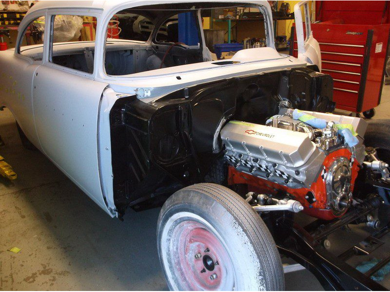 Classic car engine restoration in progress.