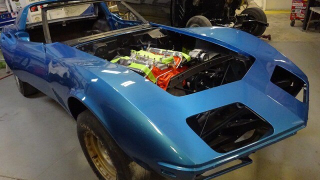 Blue Corvette engine restoration project.
