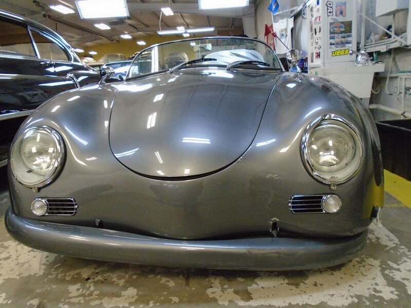 Gray Porsche 356 Speedster replica.