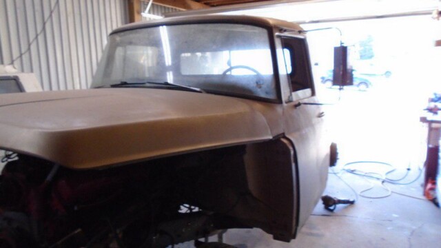 Classic truck restoration in progress.