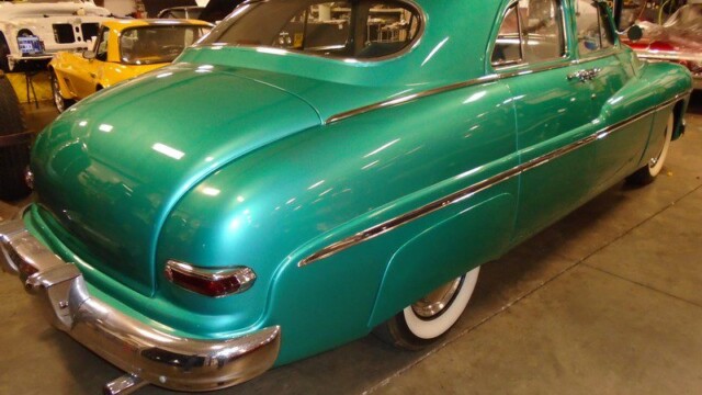 Teal 1949 Mercury, classic car.