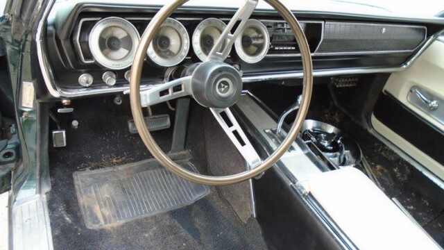 Classic car interior, vintage dashboard.