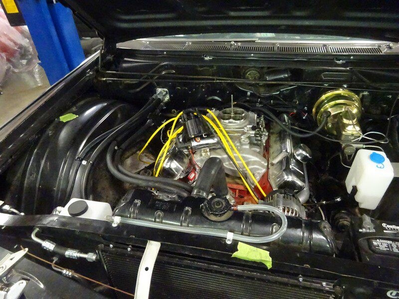 Classic car engine bay detail.