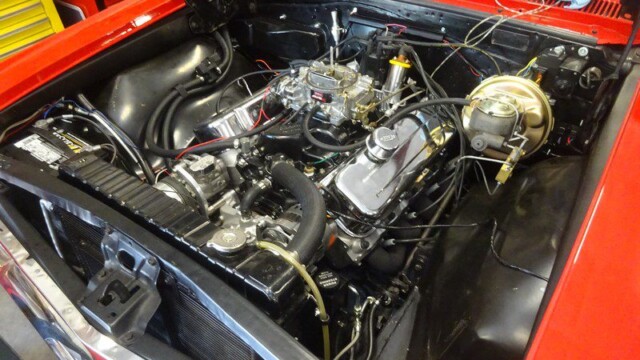 Polished valve covers and wiring in engine bay
