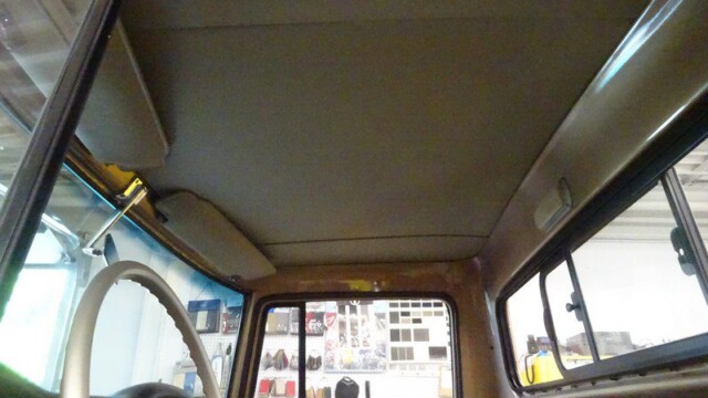 Here's an alt tag for the image: Vintage truck interior headliner.