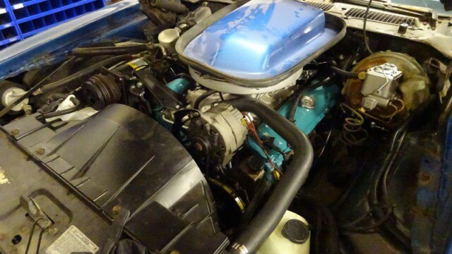 Classic car engine bay detail.