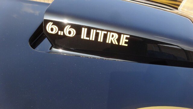 Black car hood, 6.6 Litre engine.