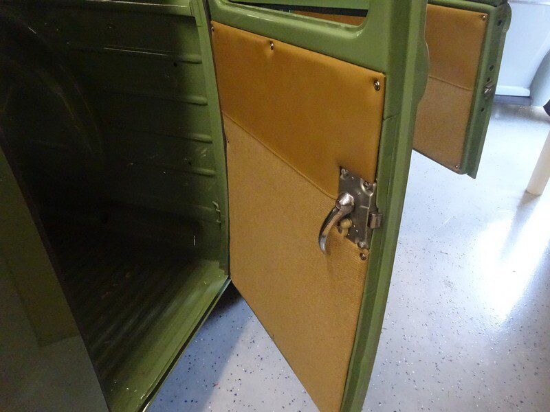 Vintage van door interior detail.