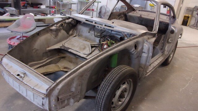Stripped Porsche 911 restoration project.