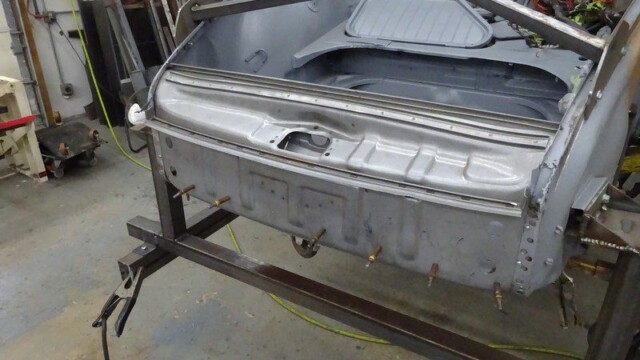 Car body rear section, repair in progress.