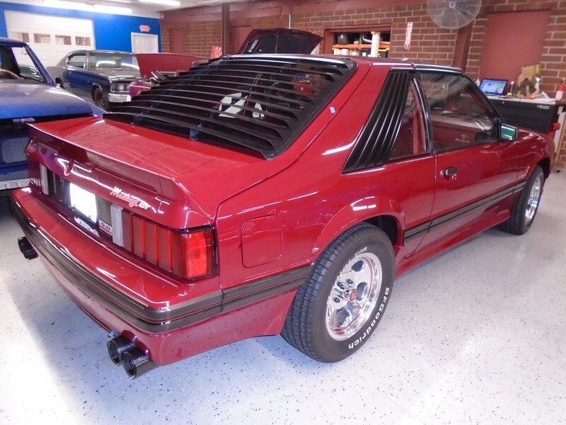 Classic Fox-body Mustang GT angled rear shot