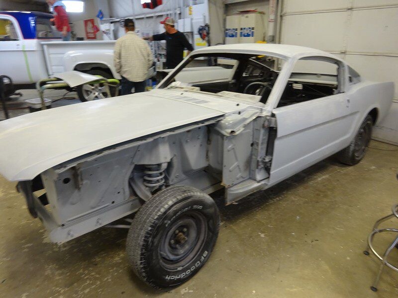 Classic Mustang undergoing restoration.