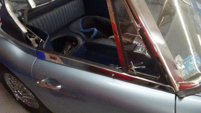 Classic car interior detail shot.