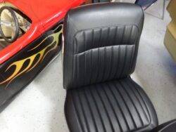 Black hot rod car seat detail.