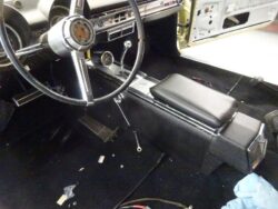 Black carpet and chrome center console